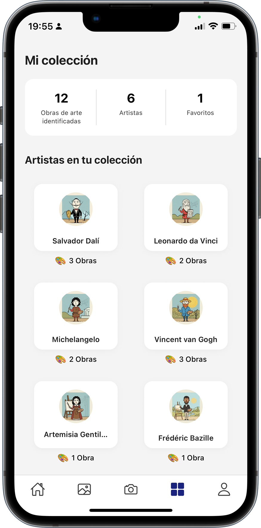 Diario de viaje cultural automático Interfaz de almacenamiento inteligente clasificando viajes por artista y país en Travel AI