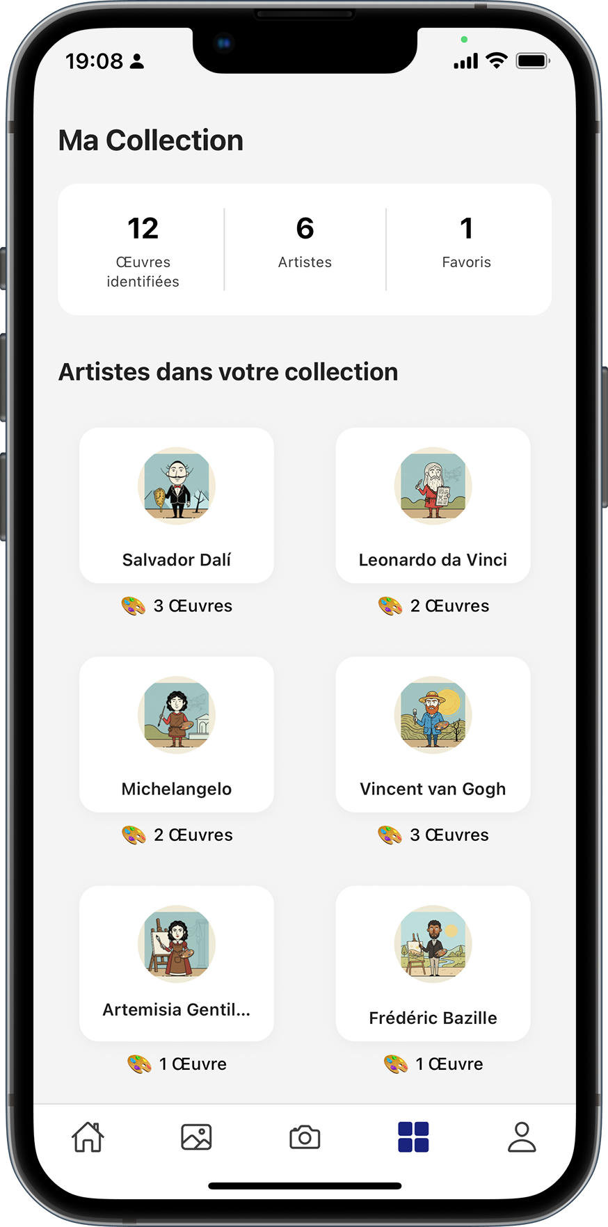 Diario de viaje cultural automático Interfaz de almacenamiento inteligente clasificando viajes por artista y país en Travel AI